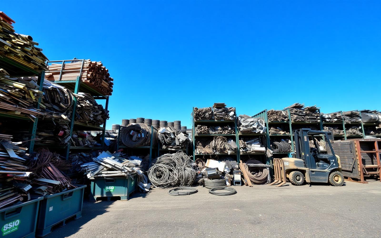 Dabal & Sons scrap metal yard in Garfield NJ with sorted bins of copper brass aluminum